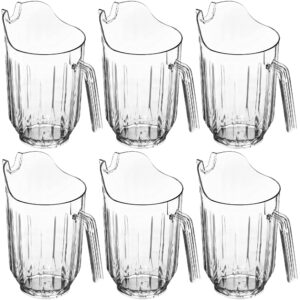 DecorRack 6 Polycarbonate Plastic Pitcher Beverage Dispenser with Pour Spout Shatterproof Catering and Restaurant Serveware for Cold Drinks, Water, Lemonade, Beer, and Sangria, 56 Ounce (6 Pack)