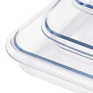 FOYO Oven Basics Glass Plate Set, Square Tempered Glass Serving Plates Pie Plate Salad Plates - 10" Diameter(Set of 2)