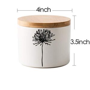 Ceramic Retro Flower Sugar Bowl Spice Jar Storage Pot with Wooden Lid