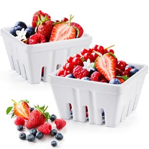 zeayea set of 2 berry basket, melamine berry bowl with holes, square kitchen fruit basket, 5" colander for strawberry, grape, cherry, berries, veggies