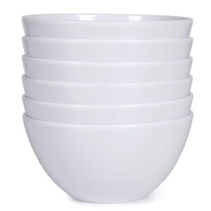 webbylee melamine cereal bowls set - 6pcs 20oz white soup bowls for daily use, dishwasher safe, durable,breat-resistant