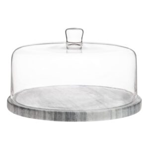 galashield marble cake stand with dome | cake plate with glass dome cake cover