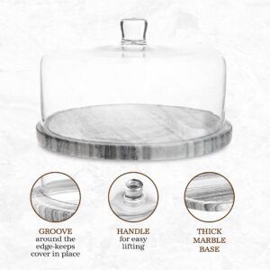 Galashield Marble Cake Stand with Dome | Cake Plate with Glass Dome Cake Cover