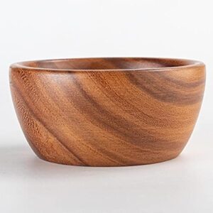 Acacia Wooden Salad Bowls (Set of 2): 6" x 3" Individual Wood Serving Bowls for Fruits, Cereal, or Soup - Handmade from a Single Organic Piece of Acacia Wood, Food Safe