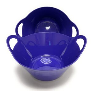 mintra home plastic bowls with handles (4.5l large 2pk, strong purple)