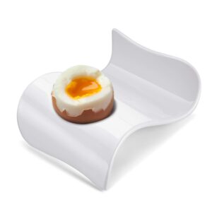 Flexzion Egg Cups for Soft Boiled Eggs - Set of 6 Ceramic Egg Holder - Stackable Egg Coddler Cups with Base for Serving, Breakfast, Brunch - Kitchen Table Decor, White