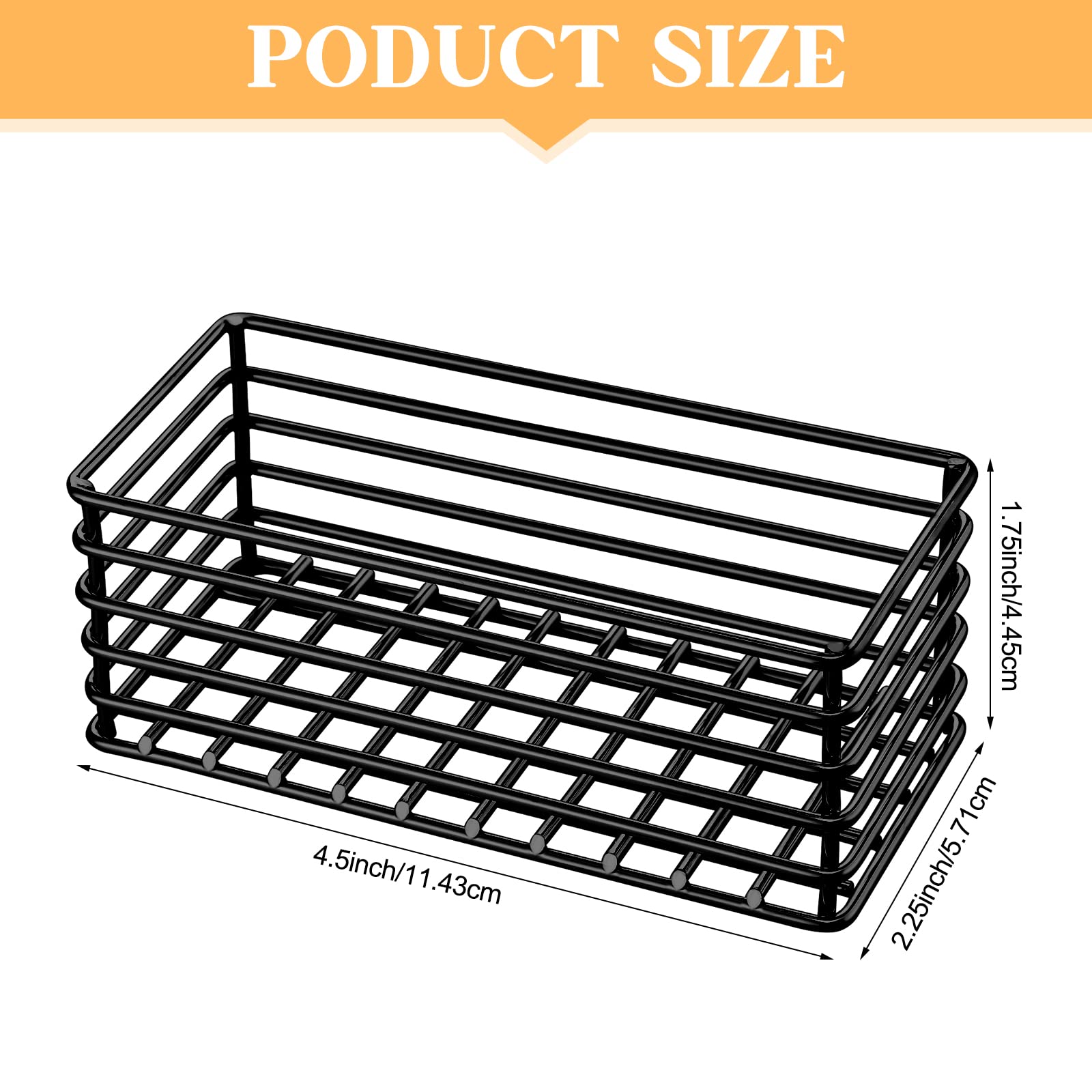 2 Pcs Sugar Packet Basket Sugar Packet Rack Sugar Packet Holder Small Sugar Caddy Iron Sugar Packet Organizer for Coffee Bar Tea Storage, 4.5" x 2.25" x 1.75" (Black)