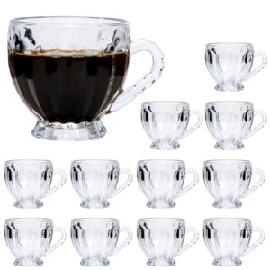 qappda glass coffee mugs,6 oz vintage glass coffee cups with handle,clear espresso mugs tea cups with handle,cafe latte drinking glassware cups for juice,cappuccino,milk,set of 12