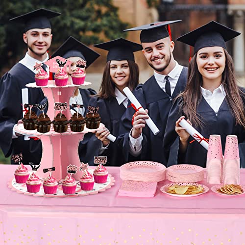 Yunqing Graduation Decorations Class of 2023 - Cupcake Stand Set with 12 Pack Graduation Cake Toppers, Perfect for Graduation Theme Dessert & Gift Presentation
