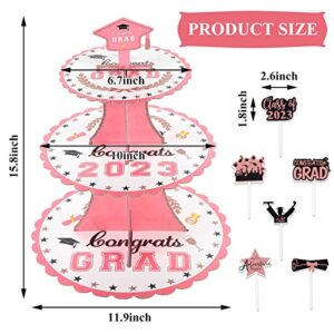 Yunqing Graduation Decorations Class of 2023 - Cupcake Stand Set with 12 Pack Graduation Cake Toppers, Perfect for Graduation Theme Dessert & Gift Presentation