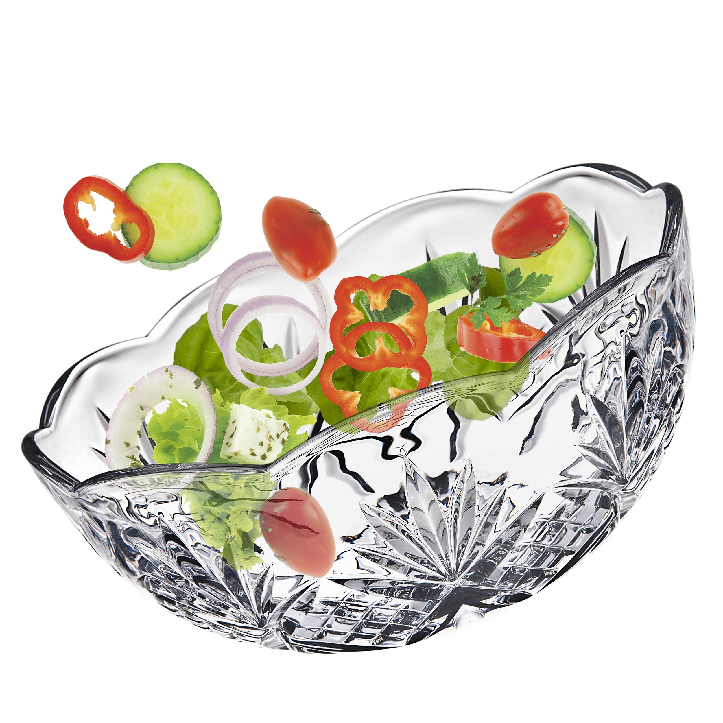 Godinger Bowl Set for Salad, Serving, Mixing, Dublin Crystal Collection - Set of 3