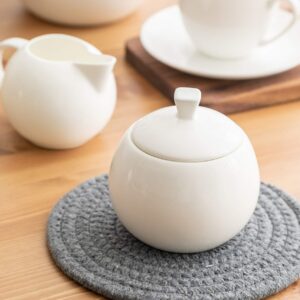 Sizikato Pure White Porcelain Sugar Bowl with Lid, 14 Oz Salt Bowl for Kitchen or Restaurant