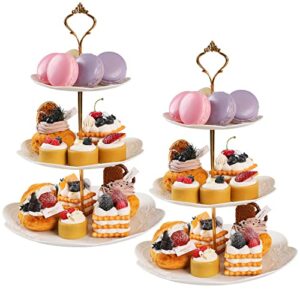 shellkingdom 2 pack cupcake stand, 3 tier serving tray cupcake dessert candy fruit display holder for wedding, christmas, baby shower birthday tea party (round)