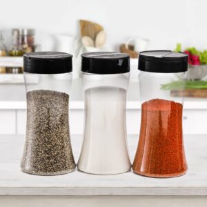 Lyellfe 16 Pack Plastic Spice Jar with Shaker Lid, 12 Oz Empty Seasoning Shaker Bottle, Flap Cap with Pour and Sifter Spice Shaker, Durable Refillable for Spice Top Rack, Herbs, Powder, Glitter