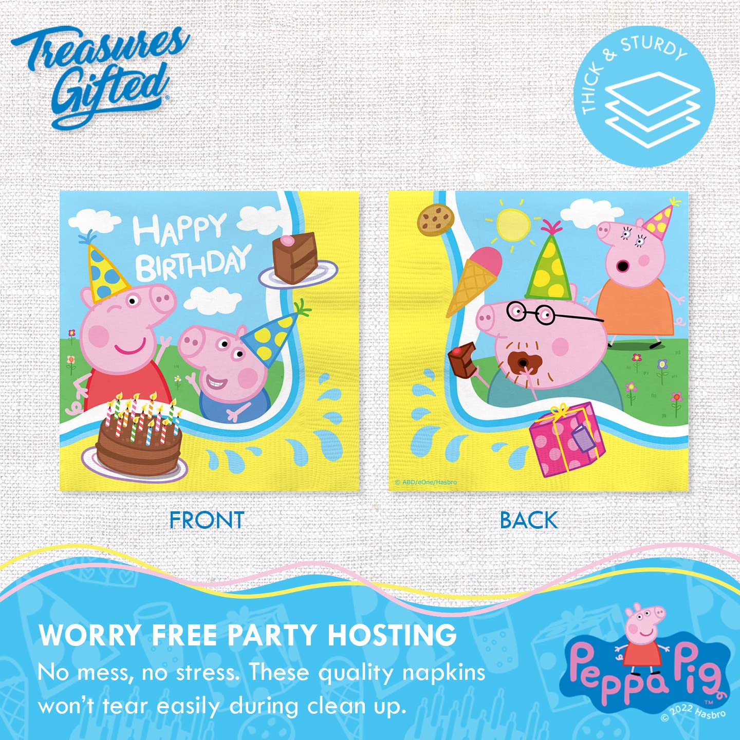 Treasures Gifted Officially Licensed Peppa Pig Birthday Party Supplies - Serves 24 Guests - Dinnerware Starter Set - Peppa Pig Party Supplies Including Peppa Pig Plates & Peppa Pig Napkins