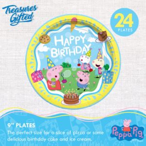 Treasures Gifted Officially Licensed Peppa Pig Birthday Party Supplies - Serves 24 Guests - Dinnerware Starter Set - Peppa Pig Party Supplies Including Peppa Pig Plates & Peppa Pig Napkins