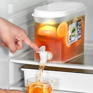 wysrj cold kettle with faucet in refrigerator, drink dispenser for fridge, plastic water jugs fruit teapot lemonade bucket drink container for fridge, 3.5l/1 gallon