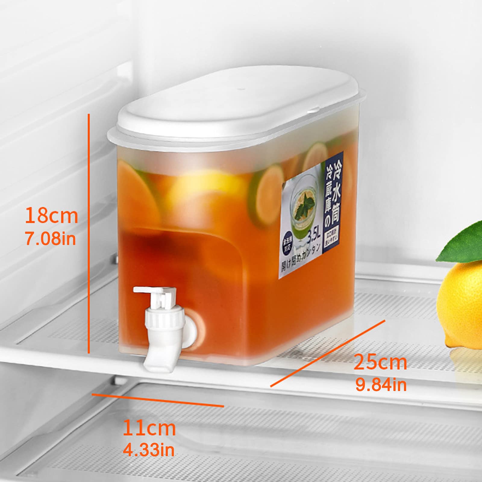 WYSRJ Cold Kettle with Faucet in Refrigerator, Drink Dispenser for Fridge, Plastic Water Jugs Fruit Teapot Lemonade Bucket Drink Container for Fridge, 3.5L/1 Gallon