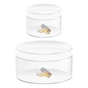 choowin 2 pcs clear acrylic cake stand with lid fillable cake stand cake riser cake tier cake display round cake stand wedding cake stand cylinder stand for party birthday(12 inch,8 inch,with lights)
