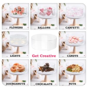 Choowin 2 Pcs Clear Acrylic Cake Stand with Lid Fillable Cake Stand Cake Riser Cake Tier Cake Display Round Cake Stand Wedding Cake Stand Cylinder Stand for Party Birthday(12 inch,8 inch,with Lights)