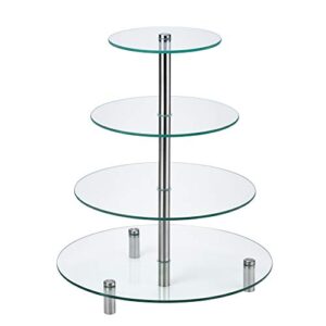 4 Tier Round Tempered Glass Cupcake Stand | Modern Cake Stand, Dessert Tower, Afternoon Tea Stand for Cakes, Pastries, Sandwiches