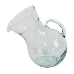 clear glass tilted hand blown water pitcher vintage style beverage serving