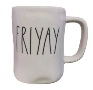 rae dunn friyay in large letters ll coffee tea soup mug cup.