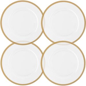 elegant gold rimmed plastic charger plates - 13" (pack of 4) - elegant & durable for entertaining, dining, and decor
