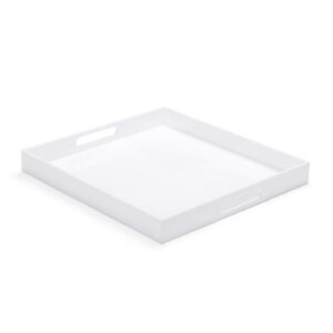 ATOZONE 12x20 Inch Modern White Acrylic Ottoman Tray with Cutout Handles Serving Tray Organizer Tray Decorative Tray. for Living Room, Bedroom,Bathroom and Kitchen Countertop