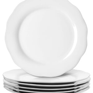 Y YHY Ceramic Dinner Plates, 10.6 Inch Porcelain Scalloped Plates, Off-White Serving Dishes Set of 6 for Home Kitchen, Microwave & Dishwasher Safe, Dinnerware Dishes Gift for Christmas