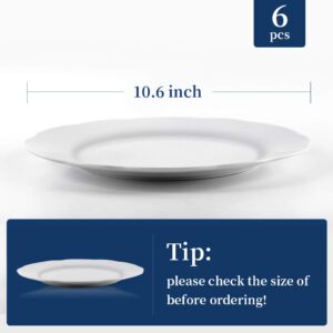 Y YHY Ceramic Dinner Plates, 10.6 Inch Porcelain Scalloped Plates, Off-White Serving Dishes Set of 6 for Home Kitchen, Microwave & Dishwasher Safe, Dinnerware Dishes Gift for Christmas