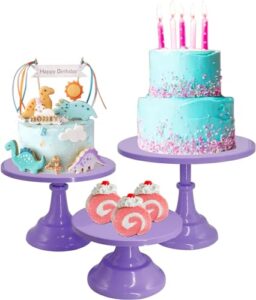 3 pieces cake stand set purple metal cupcake dessert holder party serving tray for baby shower wedding birthday parties celebration