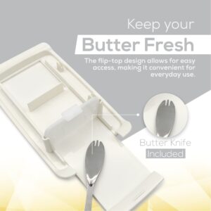 izoi-Plastic Butter Dish with Lid for Countertop and Refrigerator-Butter Keeper, Holder, Tray, Container and Storage Set with Flip-Top, Wide, Small, Covered Design, Food Safe, Dishwasher Safe