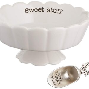 Mud Pie Candy Dish "Sweet Stuff" with Scoop, White