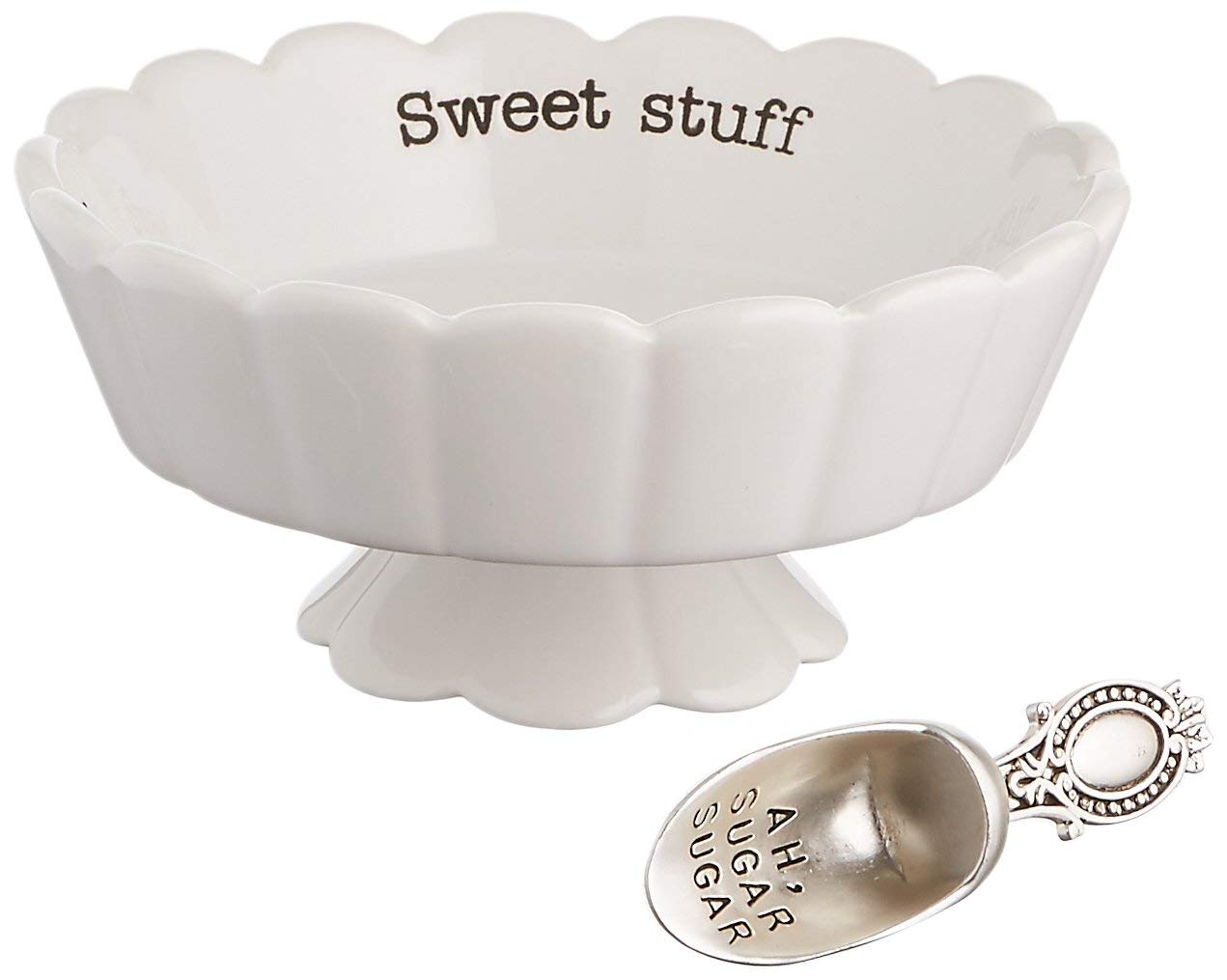 Mud Pie Candy Dish "Sweet Stuff" with Scoop, White