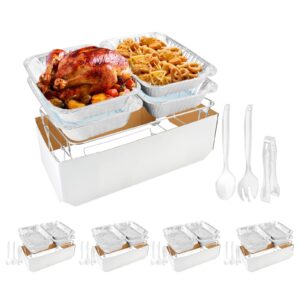 restlrious chafing dish buffet set disposable 4 pack full size aluminum buffet serving kit, chafer stand kit for food warmer in 36 pieces w/food pan water pan & utensils, for parties events bbq