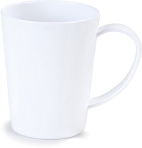 carlisle foodservice products mug plastic coffee mug with large handle for buffets, home, and restaurant, tritan, 12 ounces, white