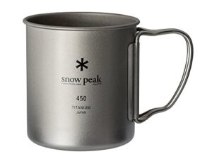 snow peak ti-single 450 cup - lightweight & compact titanium cup with foldable handles - d 3" h 3.2"