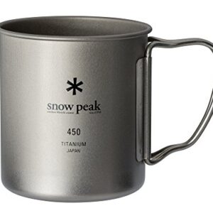 Snow Peak Ti-Single 450 Cup - Lightweight & Compact Titanium Cup with Foldable Handles - D 3" H 3.2"