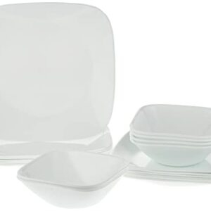 Corelle Square Pure White 18-Piece Dinnerware Set, Service for 6