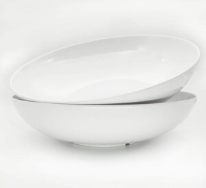 kx-ware 12-inch melamine serving bowls - larger salad bowls mixing bowls, set of 2 white | break-resistant 100% melamine bowls | dishwasher safe, bpa free