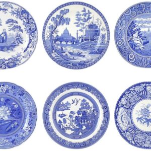 Spode Blue Room Collection Plates | Set of 6 | Dinner, Salad, Pasta, and Appetizer Plate | 10.5-Inch | Fine Earthenware | Microwave and Dishwasher Safe | Made in England (Georgian)