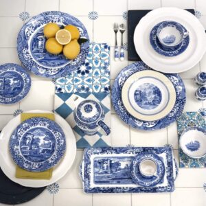 Spode Blue Room Collection Plates | Set of 6 | Dinner, Salad, Pasta, and Appetizer Plate | 10.5-Inch | Fine Earthenware | Microwave and Dishwasher Safe | Made in England (Georgian)