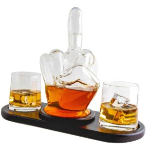 the wine savant middle finger decanter novelty whiskey & wine decanter set, funny gift for that someone you love! middle finger gift for adults, flip off gift, funny gifts, gag gift