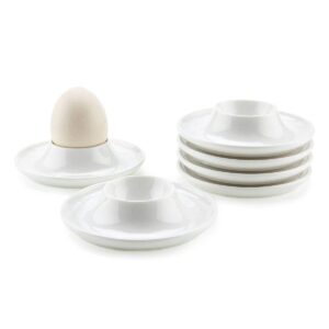 comsaf porcelain egg cups plates with base, soft boiled egg cup holders white, pack of 6