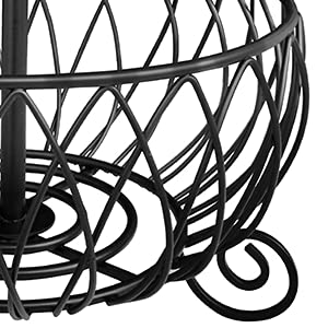 TREEZITEK Large Wire Fruit Basket Bowl Stand with Banana Hanger,Fruit Bowl with Banana holder Black