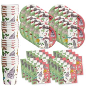 italy birthday party italian supplies set plates napkins cups tableware kit for 16