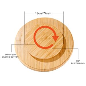 HAOBYBL Lazy Susan Organizer 11" Wooden Lazy Susan for Table 360 Degree Rotating Spice Rack with Non-Slip Mat, for Pantry Countertop, Table Storage