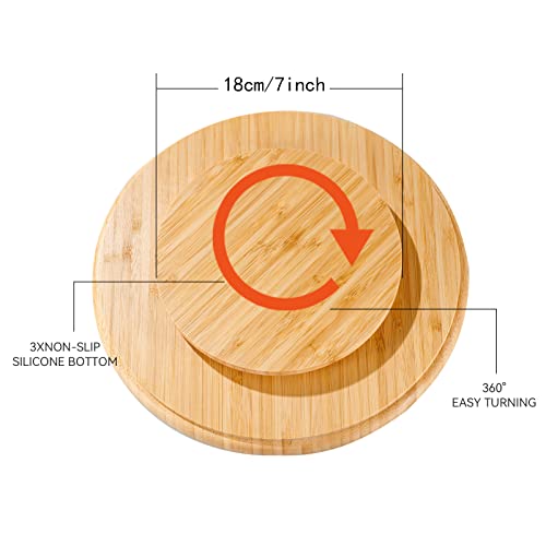 HAOBYBL Lazy Susan Organizer 11" Wooden Lazy Susan for Table 360 Degree Rotating Spice Rack with Non-Slip Mat, for Pantry Countertop, Table Storage