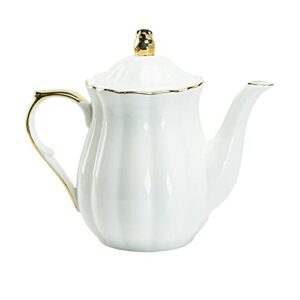 Gracie China by Coastline Imports Porcelain White Gold Scallop Teapot (40-Ounce)